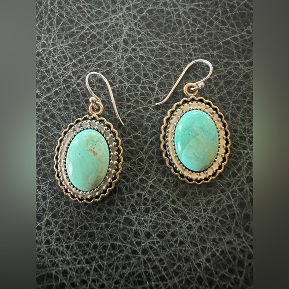 Studio Barse Earrings Bronze and Green Turquoise with Silver Detail - Picture 6 of 8
